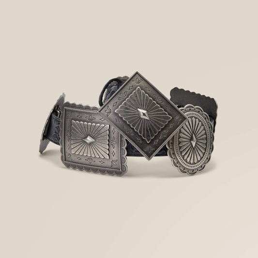 Oval and Rectangle Concho Belt - US 6789