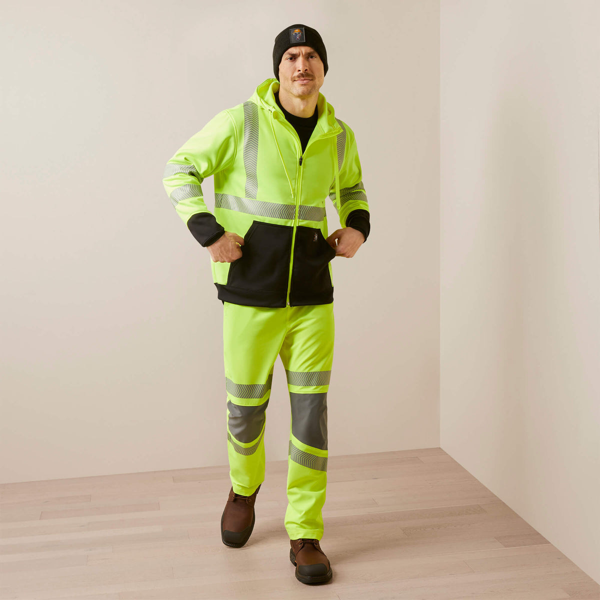 Rebar WorkTek Hi-Vis Full Zip Hoodie - US 9906