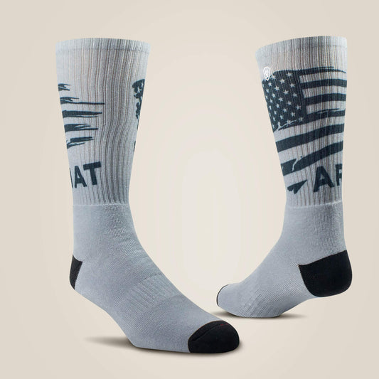 Patriot Graphic Crew Work Sock 2 Pair Multi Color Pack - US 1086