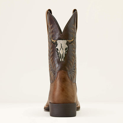 Sport Steer Skull Wide Square Toe Cowboy Boot - US 7590
