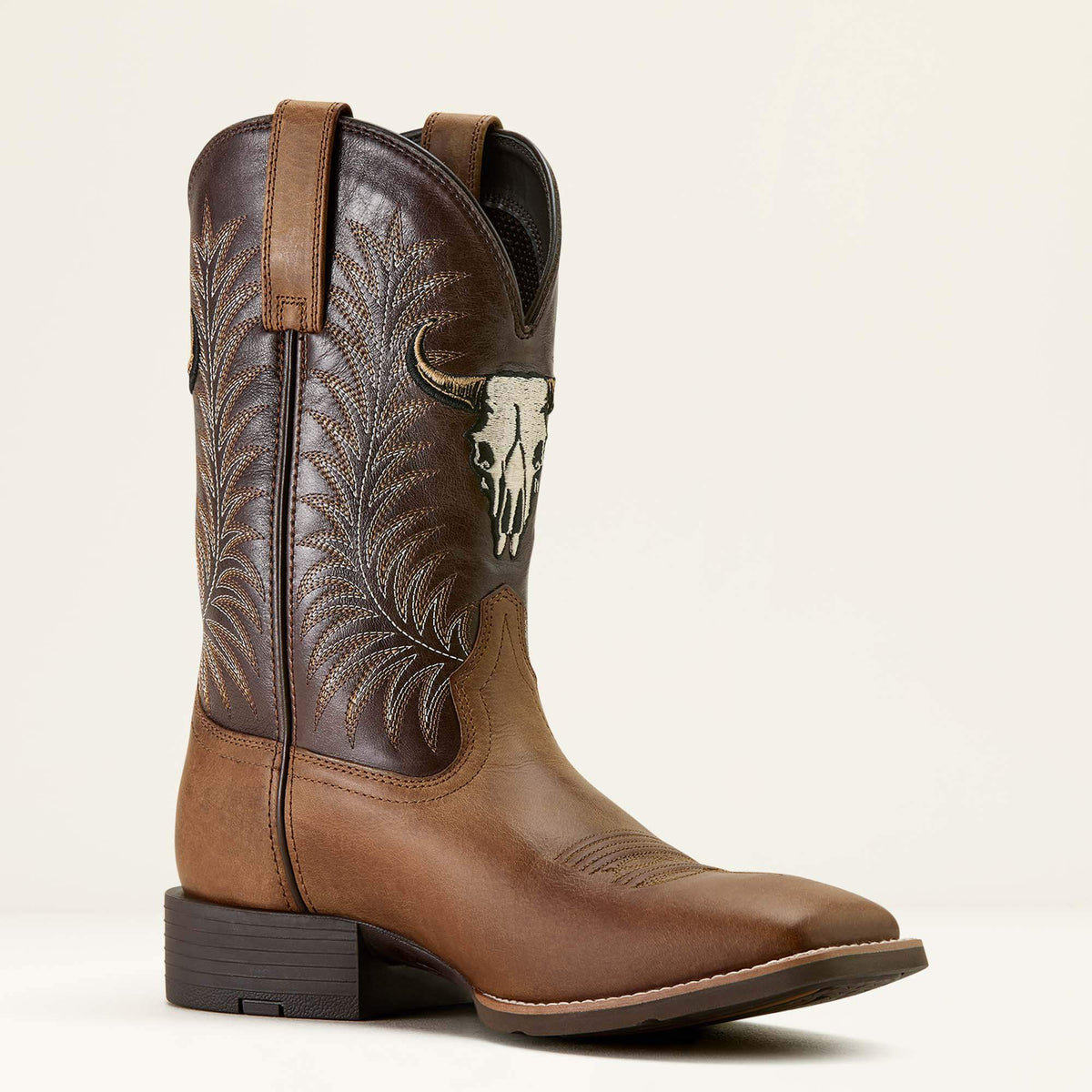 Sport Steer Skull Wide Square Toe Cowboy Boot - US 7590