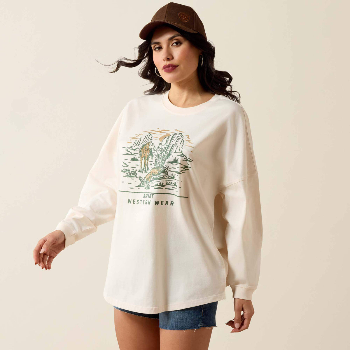 Canvas Oversized Long Sleeve T-Shirt - US 9181