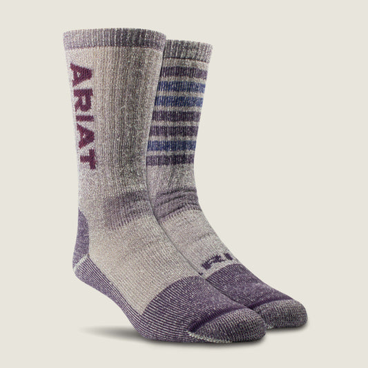 Midweight Merino Wool Blend Steel Toe Work Sock 2 Pair Multi Color Pack - US 9108