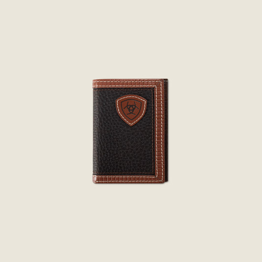 Pebble Leather With Trim Trifold Wallet - US 7520