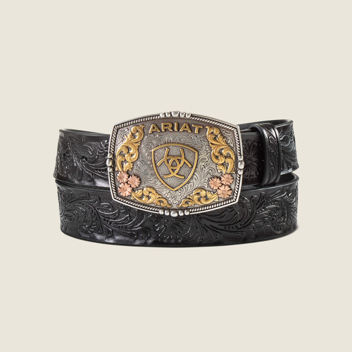 Floral Emboss with 3-Tone Buckle Belt - US 6121